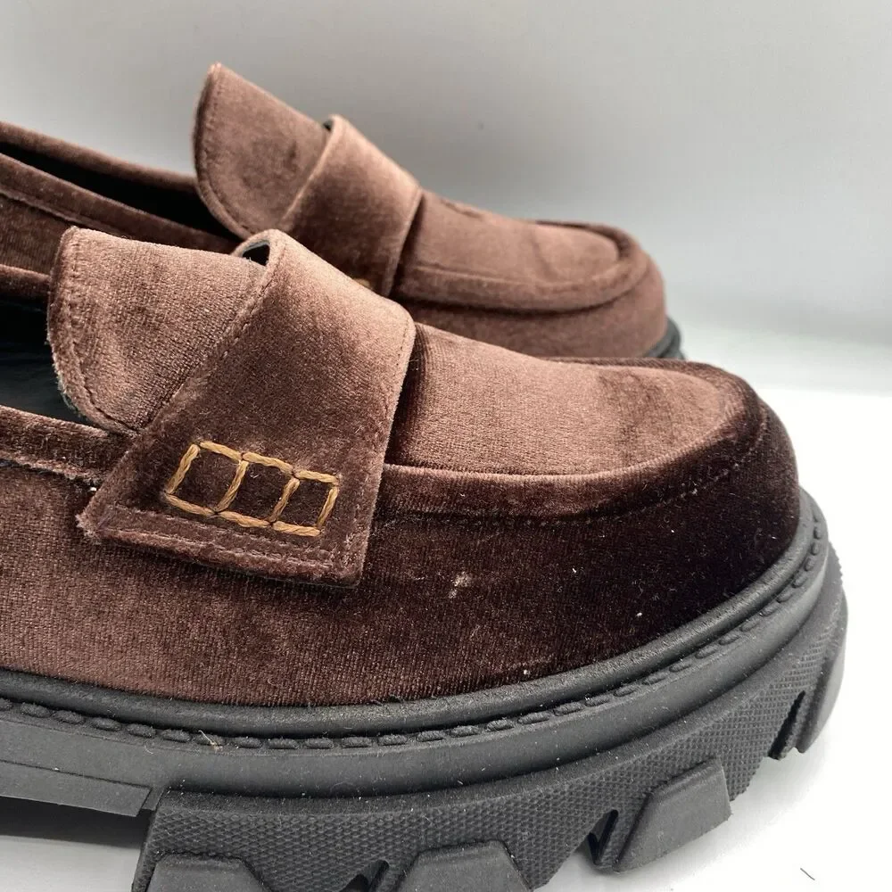 Alohas Women Platform Loafers Shoes Women 9 EU 40 Black Trailblazer Leather NWOB